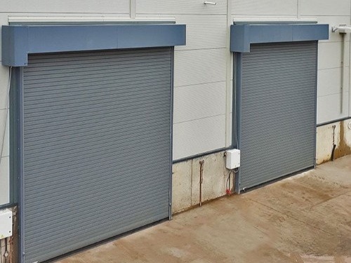 Grey insulated roller shutter doors