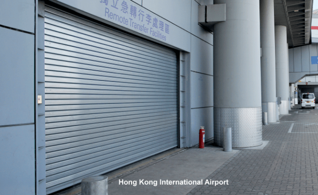 Typhoon resistant roller doors