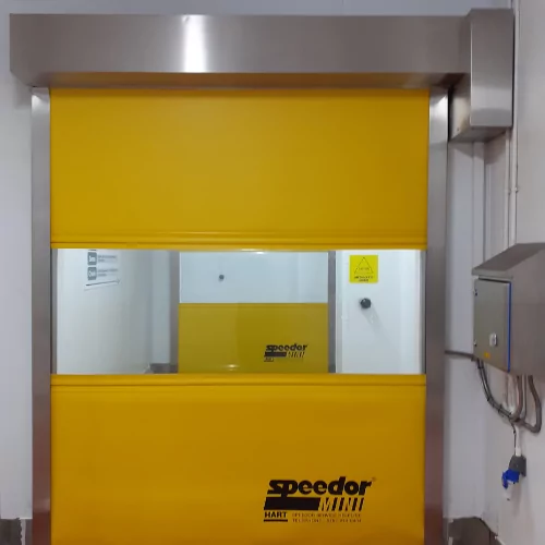 High speed doors with stainless steel components