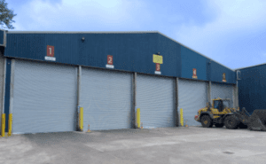 nine rollers shutters at a major facility at Farnborough, Hampshire